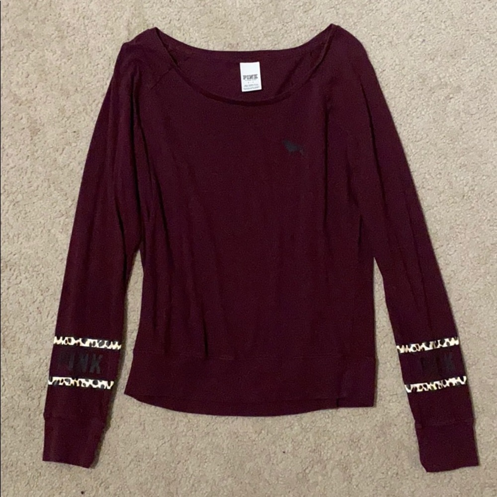 Burgundy long sleeve pink shirt